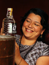 _<h2>Gifted Mezcalera</h2> <p>Karina Abad, Head of Production, has worked closely with dozens of family distilleries and has an exceptionally wide knowledge of agaves and methods of distilling. Trained as a lab chemist, she infuses her practical expertise in distillation with a technical understanding of the process. She personally distilled the Método Antiguo </p>